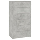 kommode med 6 skuffer 50x34x96 cm konstrueret træ betongrå