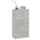 kommode med 6 skuffer 50x34x96 cm konstrueret træ betongrå