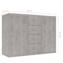 skænk 88x30x65 cm konstrueret træ betongrå