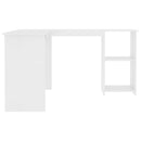 L-formet skrivebord 120x140x75 cm konstrueret træ hvid