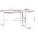 L-formet skrivebord 120x140x75 cm konstrueret træ hvid