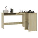 L-formet skrivebord 120x140x75 cm konstrueret træ sonoma-eg