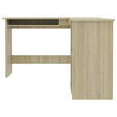 L-formet skrivebord 120x140x75 cm konstrueret træ sonoma-eg