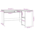 L-formet skrivebord 120x140x75 cm konstrueret træ sonoma-eg
