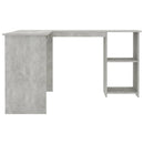 L-formet skrivebord 120x140x75 cm konstrueret træ betongrå