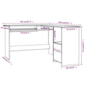 L-formet skrivebord 120x140x75 cm konstrueret træ betongrå