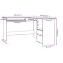L-formet skrivebord 120x140x75 cm konstrueret træ sort højglans