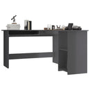 L-formet skrivebord 120x140x75 cm konstrueret træ grå højglans
