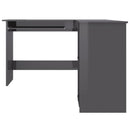 L-formet skrivebord 120x140x75 cm konstrueret træ grå højglans