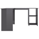 L-formet skrivebord 120x140x75 cm konstrueret træ grå højglans