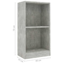 bogreol 40x24x75 cm konstrueret træ betongrå
