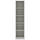 bogreol med 5 hylder 40x24x175 cm konstrueret træ betongrå
