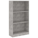 bogreol med 3 hylder 60x24x109 cm konstrueret træ betongrå