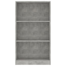 bogreol med 3 hylder 60x24x109 cm konstrueret træ betongrå