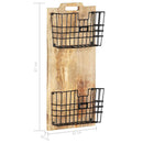 væghængt magasinholder 33x10x67 cm massivt ru mangotræ