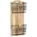 væghængt magasinholder 33x10x67 cm massivt ru mangotræ