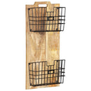 væghængt magasinholder 33x10x67 cm massivt ru mangotræ