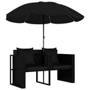 liggestol med hynde polyrattan sort