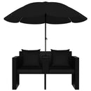 liggestol med hynde polyrattan sort
