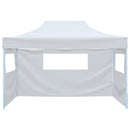 festtelt med 3 vægge 291x413x315 cm foldbart hvid