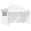 foldbart festtelt med 3 sidevægge 280x410x315 cm stål hvid
