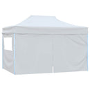 foldbart festtelt med 4 sidevægge 280x410x315 cm stål hvid