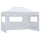 foldbart festtelt med 4 sidevægge 280x410x315 cm stål hvid