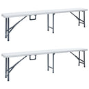 foldbare havebænke 2 stk. 180 cm HDPE hvid