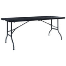 foldbart havebord 180x75x72 cm HDPE imiteret rattan sort