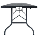 foldbart havebord 180x75x72 cm HDPE imiteret rattan sort