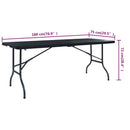 foldbart havebord 180x75x72 cm HDPE imiteret rattan sort