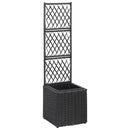 espalier med hævet plantekasse 30x30x107 cm polyrattan sort