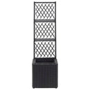 espalier med hævet plantekasse 30x30x107 cm polyrattan sort
