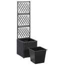espalier med hævet plantekasse 30x30x107 cm polyrattan sort