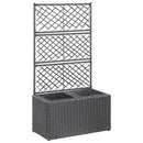 espalier med plantekasse 2 krukker 58x30x107 polyrattan sort