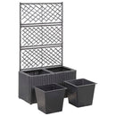 espalier med plantekasse 2 krukker 58x30x107 polyrattan sort