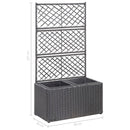 espalier med plantekasse 2 krukker 58x30x107 polyrattan sort