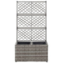 espalier med plantekasse 2 krukker 58x30x107 polyrattan grå