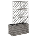 espalier med plantekasse 2 krukker 58x30x107 polyrattan grå