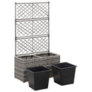 espalier med plantekasse 2 krukker 58x30x107 polyrattan grå