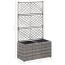 espalier med plantekasse 2 krukker 58x30x107 polyrattan grå