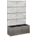 espalier med plantekasse 3 krukker 83x30x130 cm polyrattan grå