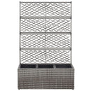 espalier med plantekasse 3 krukker 83x30x130 cm polyrattan grå
