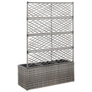 espalier med plantekasse 3 krukker 83x30x130 cm polyrattan grå