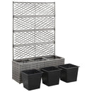 espalier med plantekasse 3 krukker 83x30x130 cm polyrattan grå