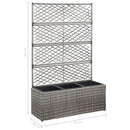 espalier med plantekasse 3 krukker 83x30x130 cm polyrattan grå
