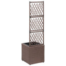 espalier med hævet plantekasse 30x30x107 cm polyrattan brun