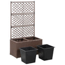 espalier med plantekasse 2 krukker 58x30x107 polyrattan brun
