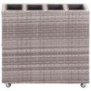 hævet plantekasse med 4 krukker 80x22x79 cm polyrattan grå