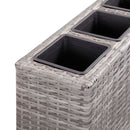 hævet plantekasse med 4 krukker 80x22x79 cm polyrattan grå
